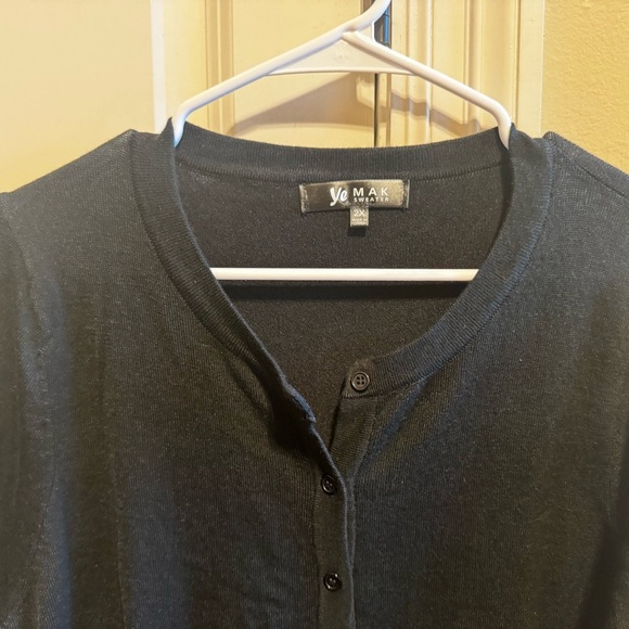 YeMak Black Crewneck Casual Button Down Sweater Cardigan Plus Size 2X - Picture 3 of 11